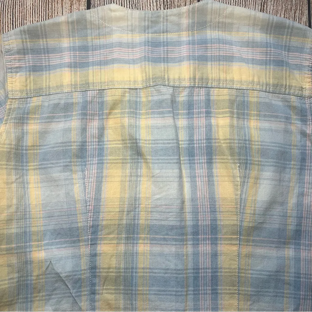 VTG‎ Liz Claiborne Y2K Button Up Blouse Womens Size S Plaid Yellow Short Sleeve - Image 10