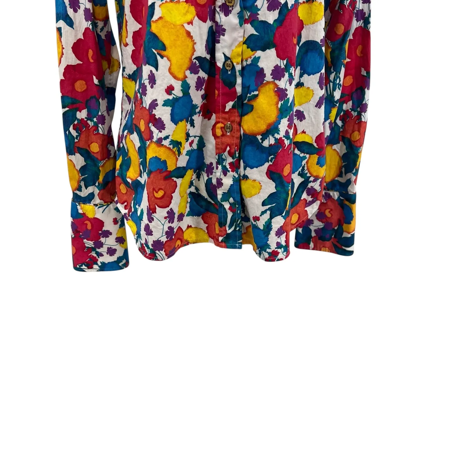 Robert Graham Button Down Shirt Floral Print Abstract White Blue Size‎ Medium - Image 5