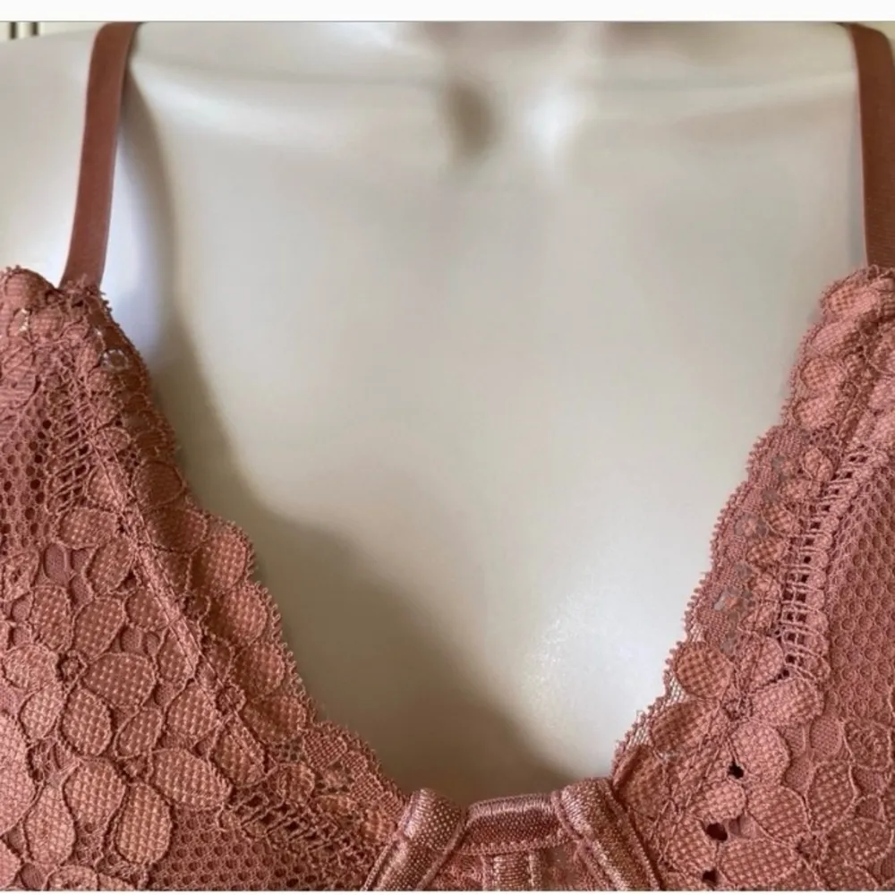 Bozzolo Corset Bodice Style Mauve Lace Bra Bralette Top with Padded Cups  S - Image 4