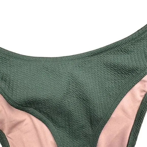 NWT‎ J. Crew Women's Textured Curve Waist Cheeky Bikini Bottom Green Size L - Image 2