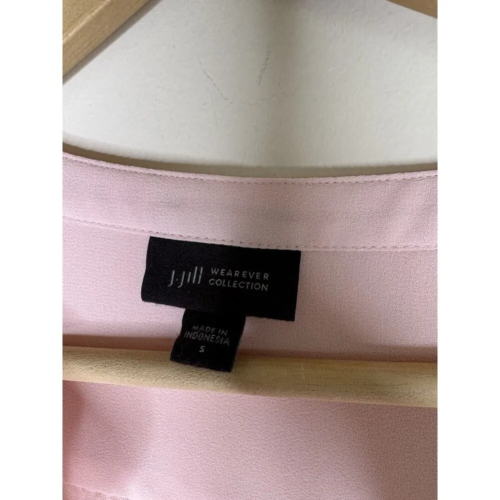J Jill Wearever Collection Womens Small Wrap Blouse 3/4 Sleeve Pink Valentine - Image 4