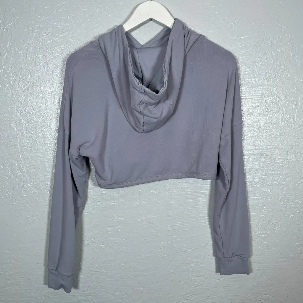 Gymshark Women S Lilac Purple Movement Mesh Cropped Hoodie Boxy Fit Athleisure - Image 5