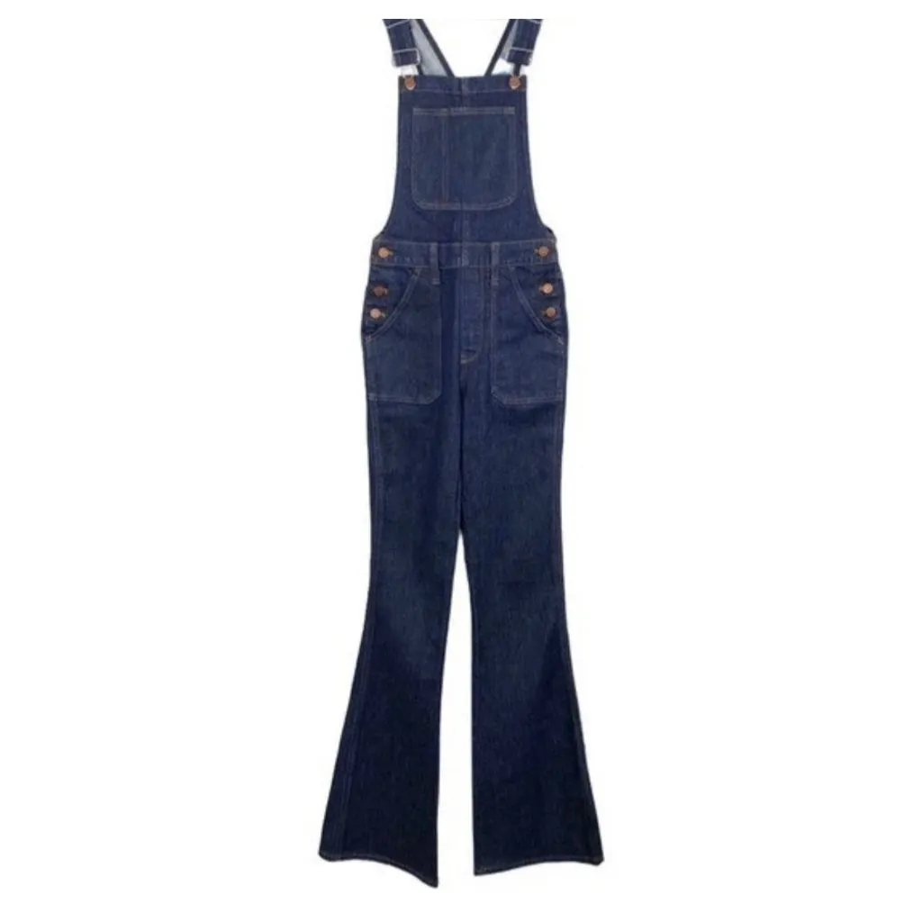 Madewell Flea Market Flare Denim Overalls XS Dark Indigo - Image 4
