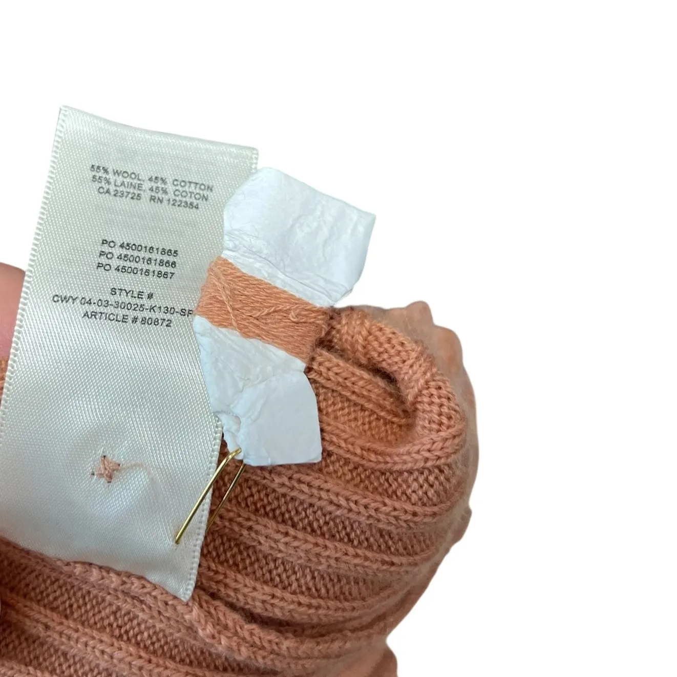 Aritzia Wilfred Manila Cardigan‎ Sweater Wool Cotton Pink Beige Size Medium - Image 11