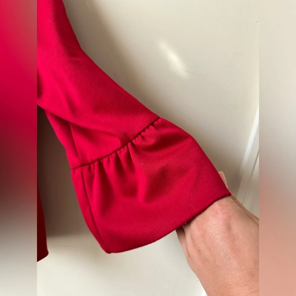 Ny Collection Jacket Women’s Red Ruffle Sleeves Baby Doll Buttons Blazer Sz Sm - Image 6