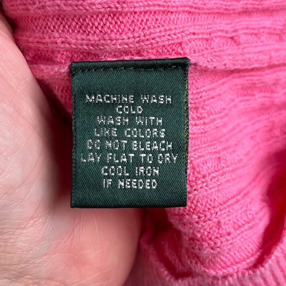 Lauren Ralph Lauren Women's Pink 100% Cotton Mini Cable Knit Sweater Size M - Image 7