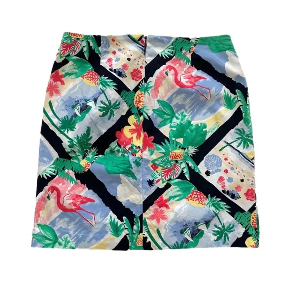 Talbots Skirt Tropical Flamingo Floral Print Summer Pencil Skirt Size 8 - Image 4