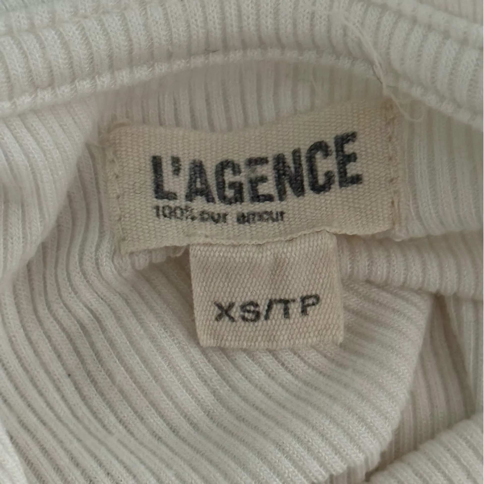 L’agence Ressi Micro-Rib Tee in White - Image 4