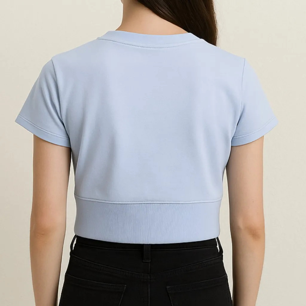 Aerie Women's Small Sky Blue Seamless Short Sleeve Athletic Crop Top - Image 6