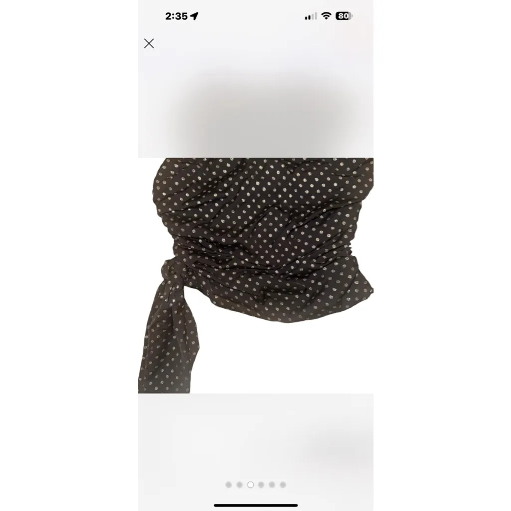 Women's Unbranded Black Silver Polka Dot Strapless Ruched Top - Image 2