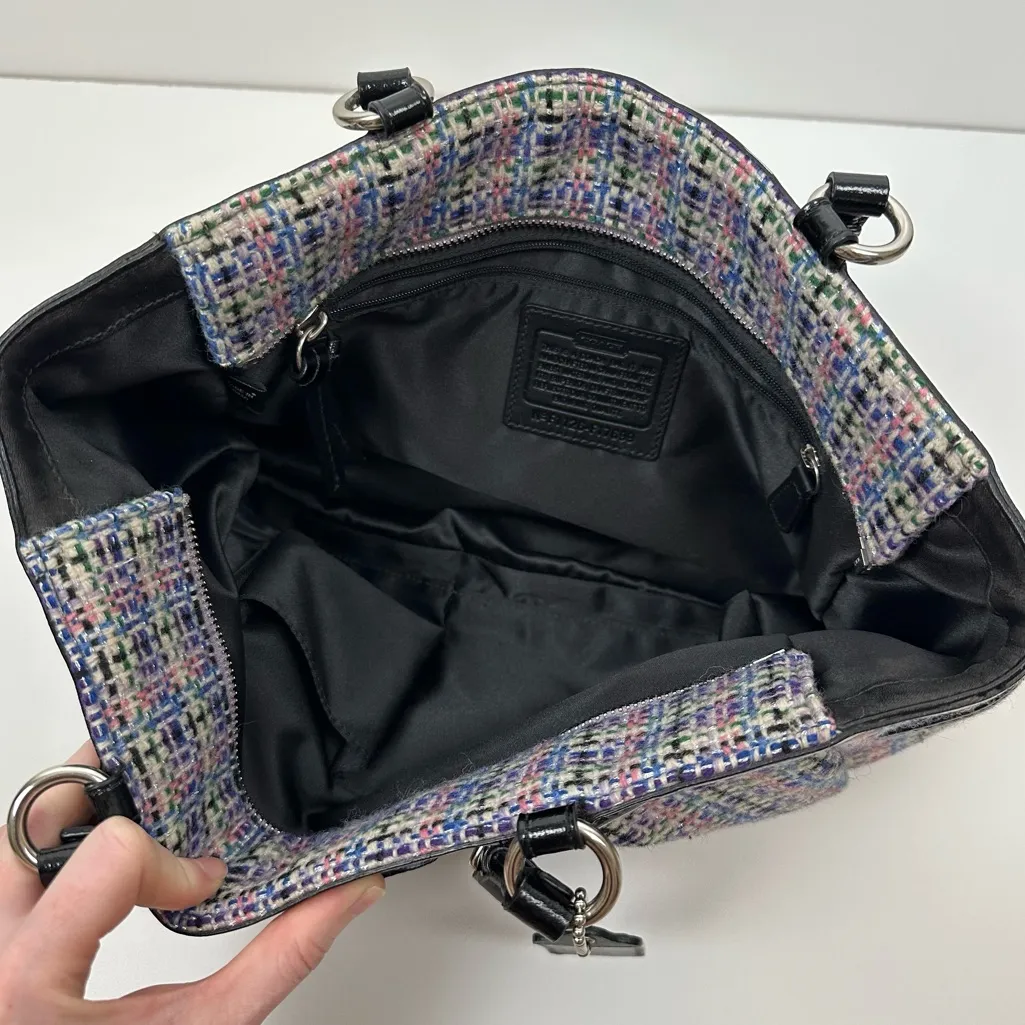 Coach Gallery Multicolored Herringbone Tweed Tote Bag - Image 11