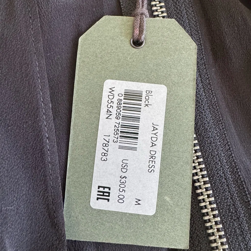 NWT AllSaints Jayda V Neck Sleeveless Zip Front Black Silk Dress Sz M - Image 8