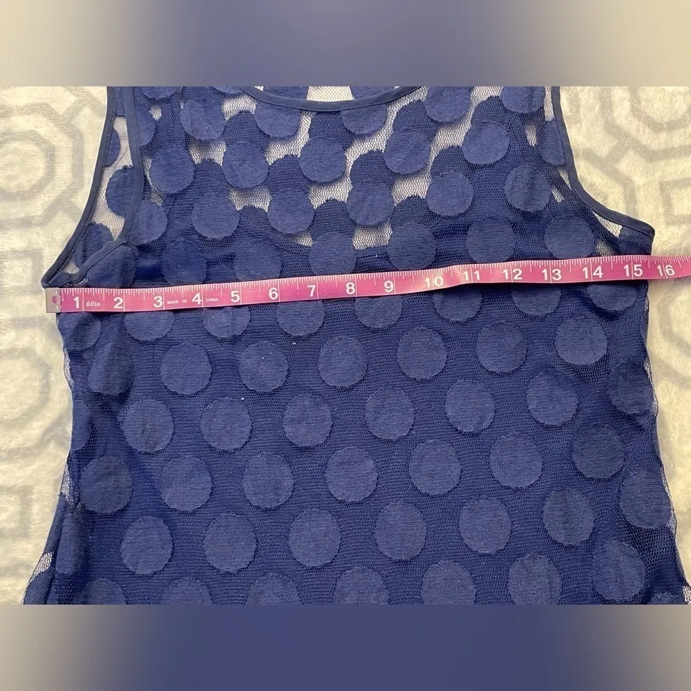 Banana Republic retro tank top blouse navy mesh sleeveless polka dot top - Image 11