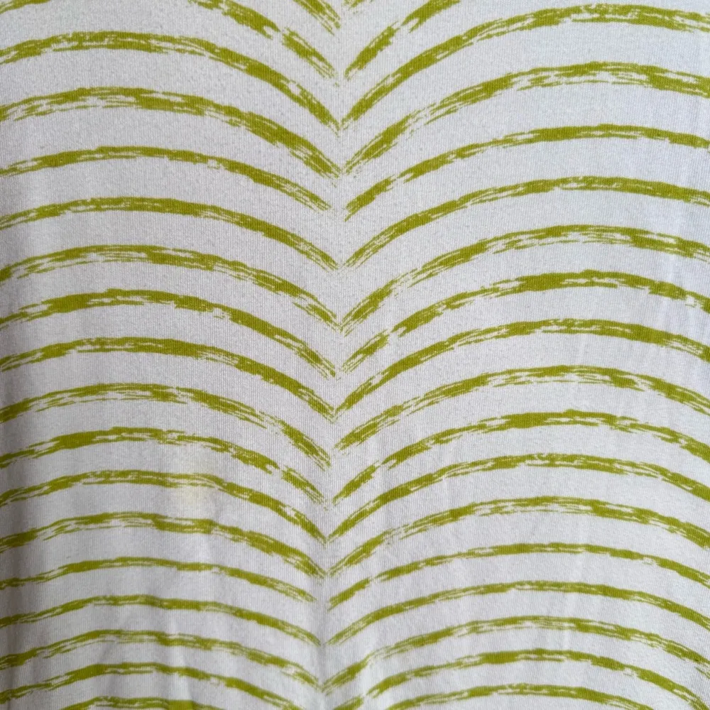 Chico’s White Green Striped Tab Up Sleeve Cotton Blend Knit Top Size 2/Large - Image 4