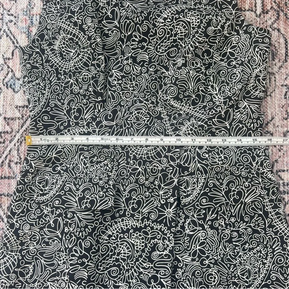 Tory Burch Paisley Doodle Print Sheath A-line Black and White Dress Size 10 - Image 14