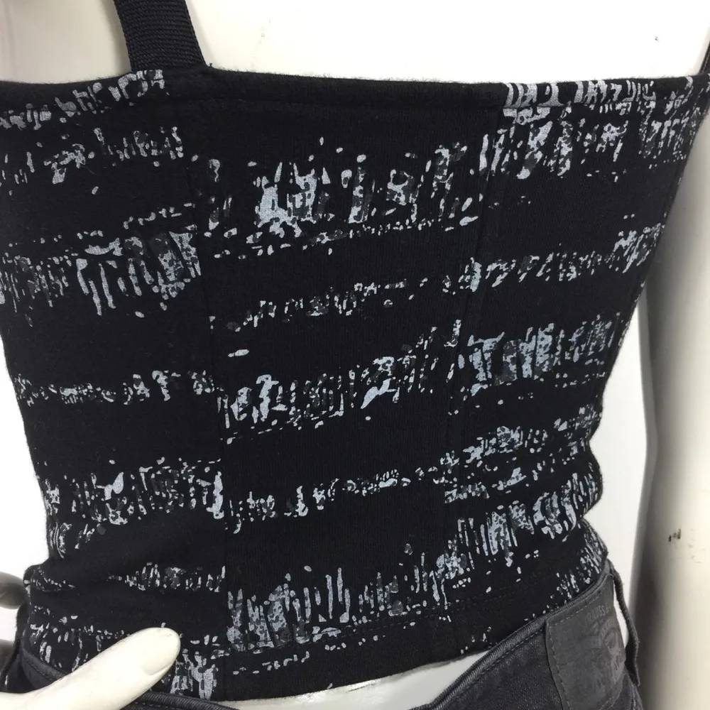 PH8 by Bebe Zip Bustier Active Top Size S Printed Black Y2K - Image 5