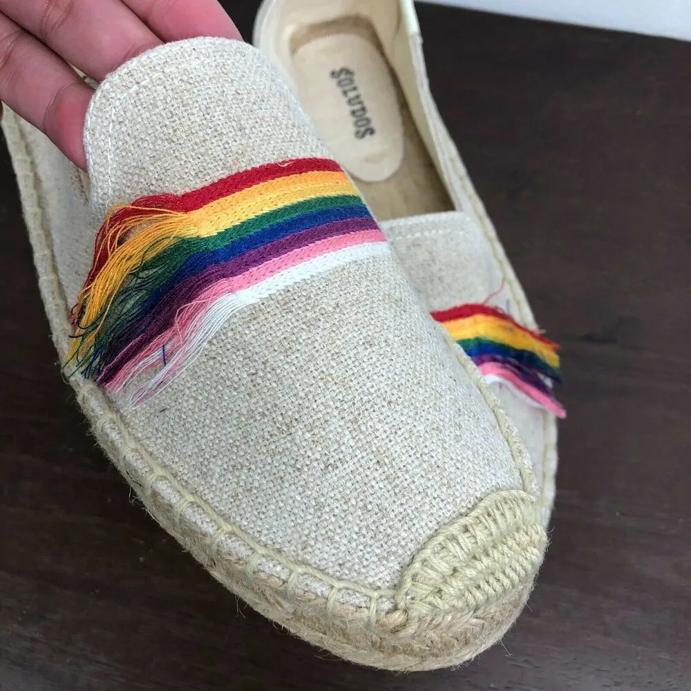 NEW Soludos Sand Rainbow Pride Smoking Slipper Espadrille Flat Women's Size 8.5 - Image 4