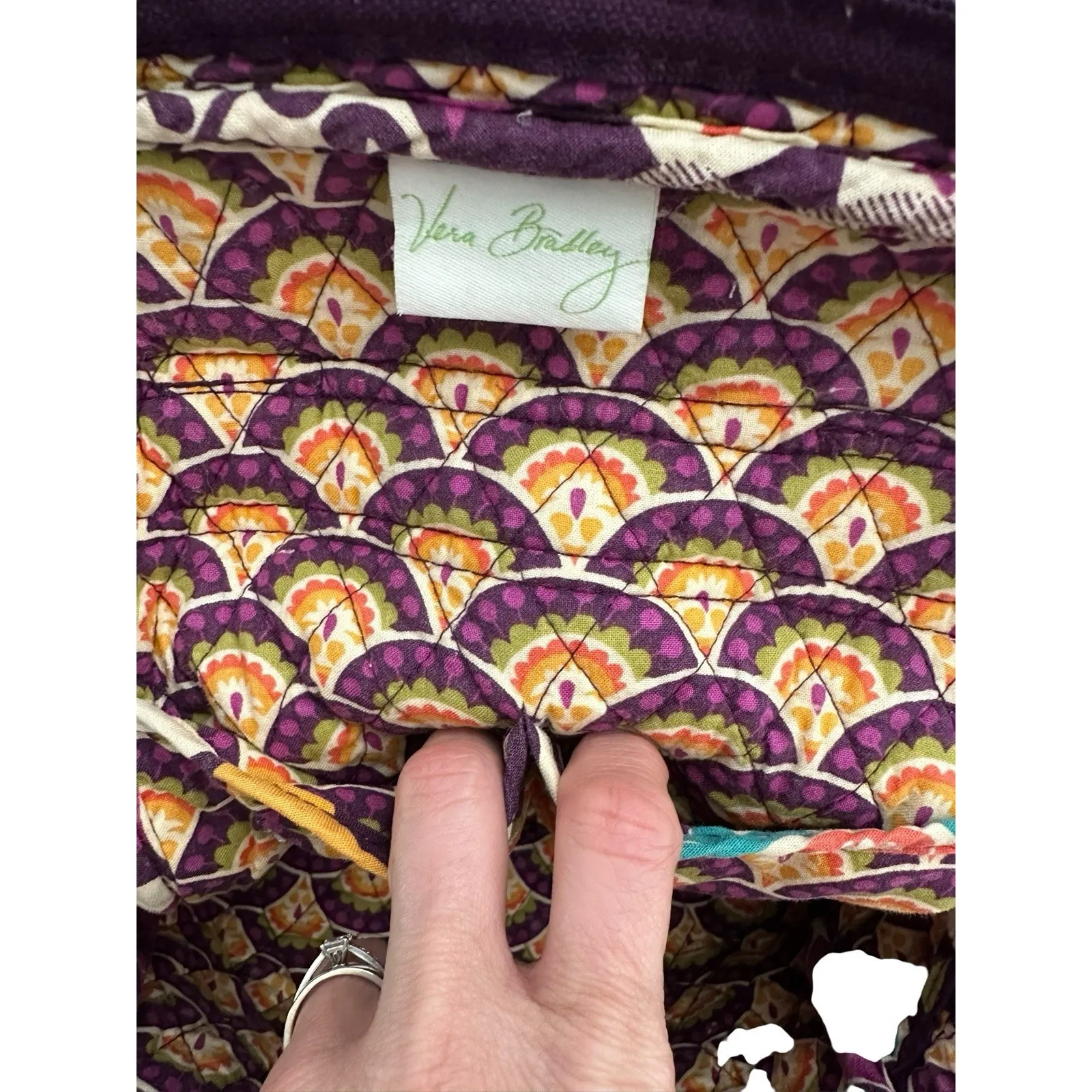 Vera Bradley PLUM CRAZY Backpack Bag Retired Designed Adjustable Straps‎ Purple - Image 15