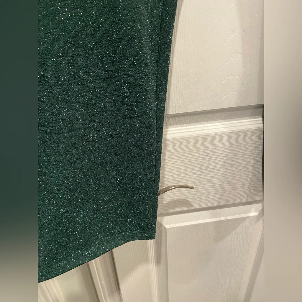 NWOT Serengeti Size 1X Emerald Green Sparkle Flowy Wide Leg Pull On Pants - Image 4