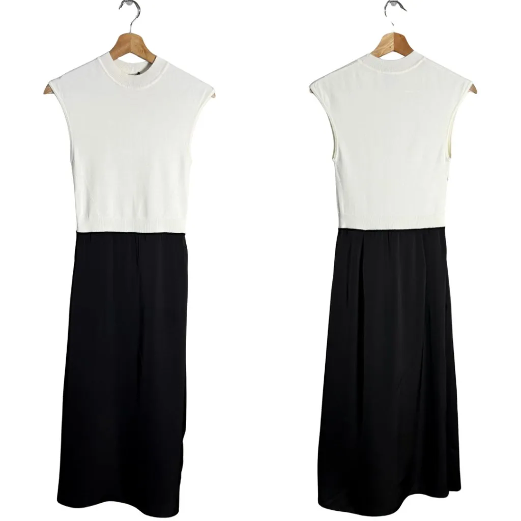 Hugo Boss Ferdola Mixed Media Midi Dress Women's XS Ivory Black Career Chic NWOT - Image 5