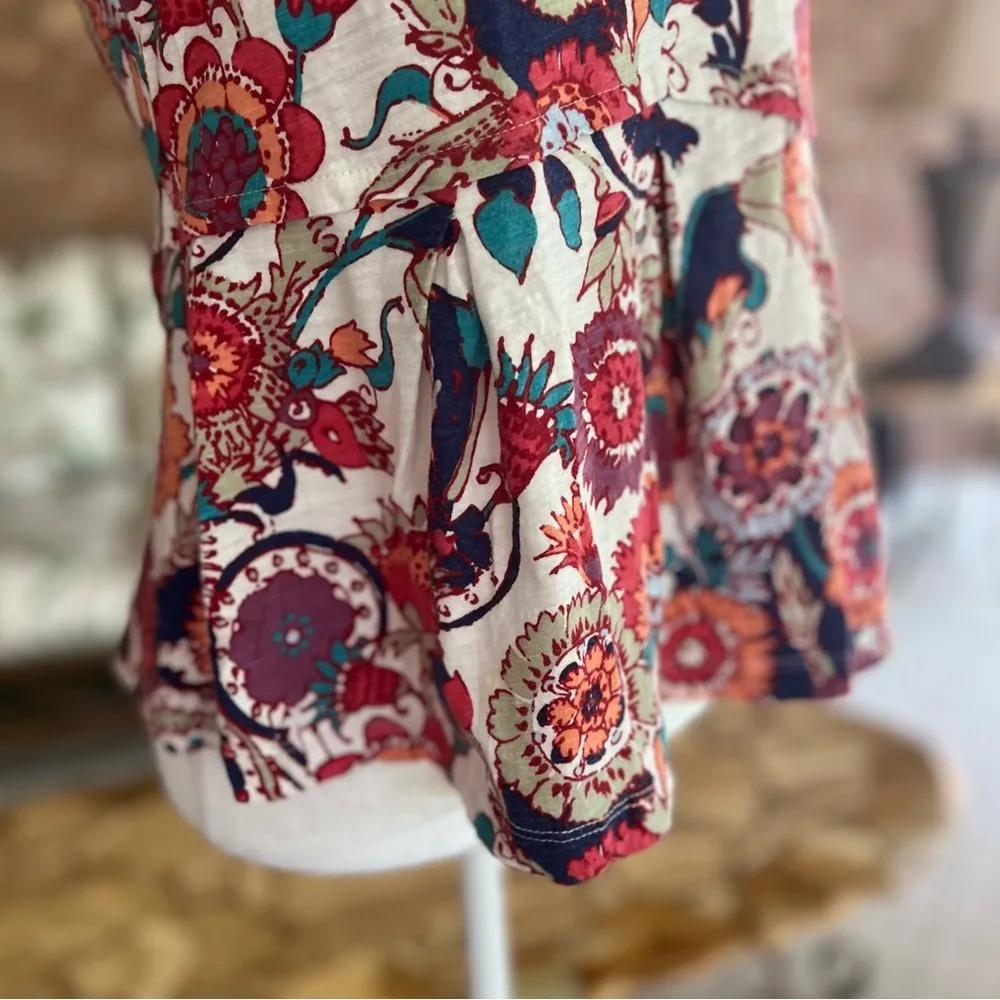 Deletta Anthropologie Amalia Floral Peplum Knit Top S - Image 13