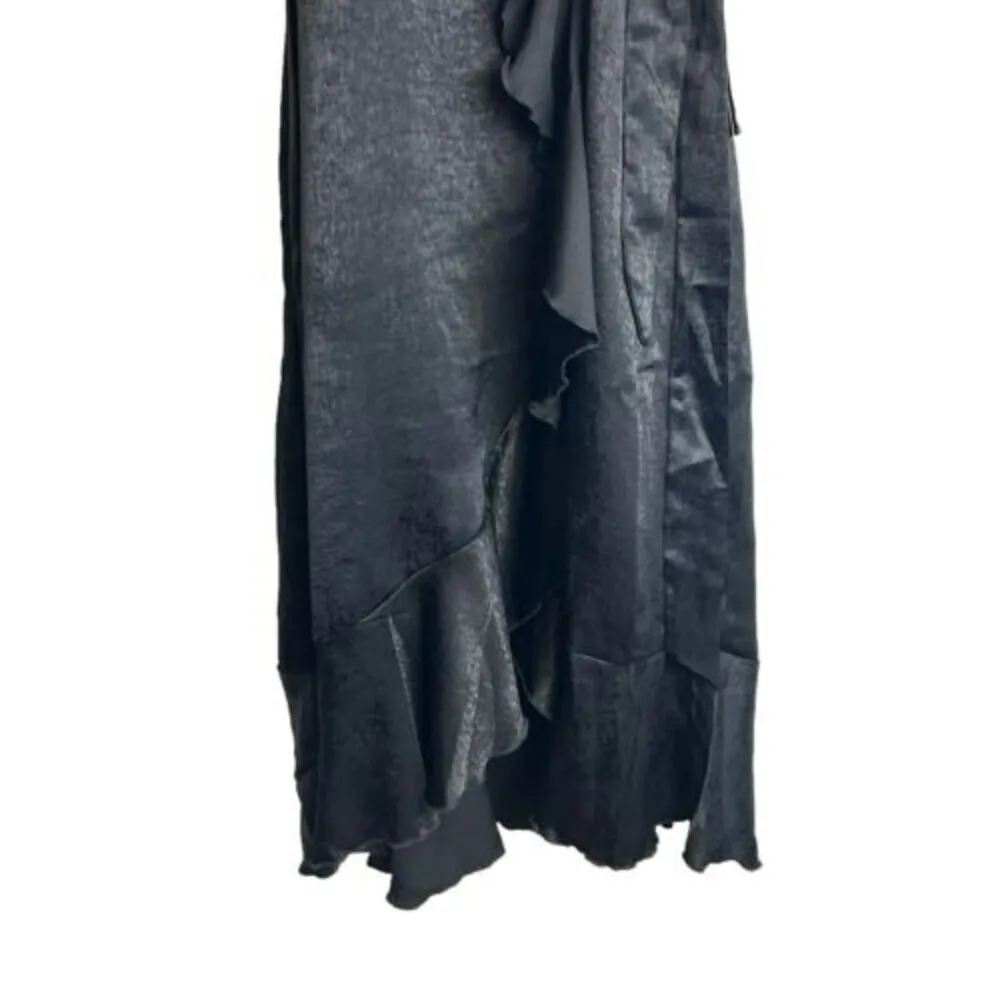 NWT LULUS SIZE XS Black Wrapped Up In Love Satin Faux - Image 4