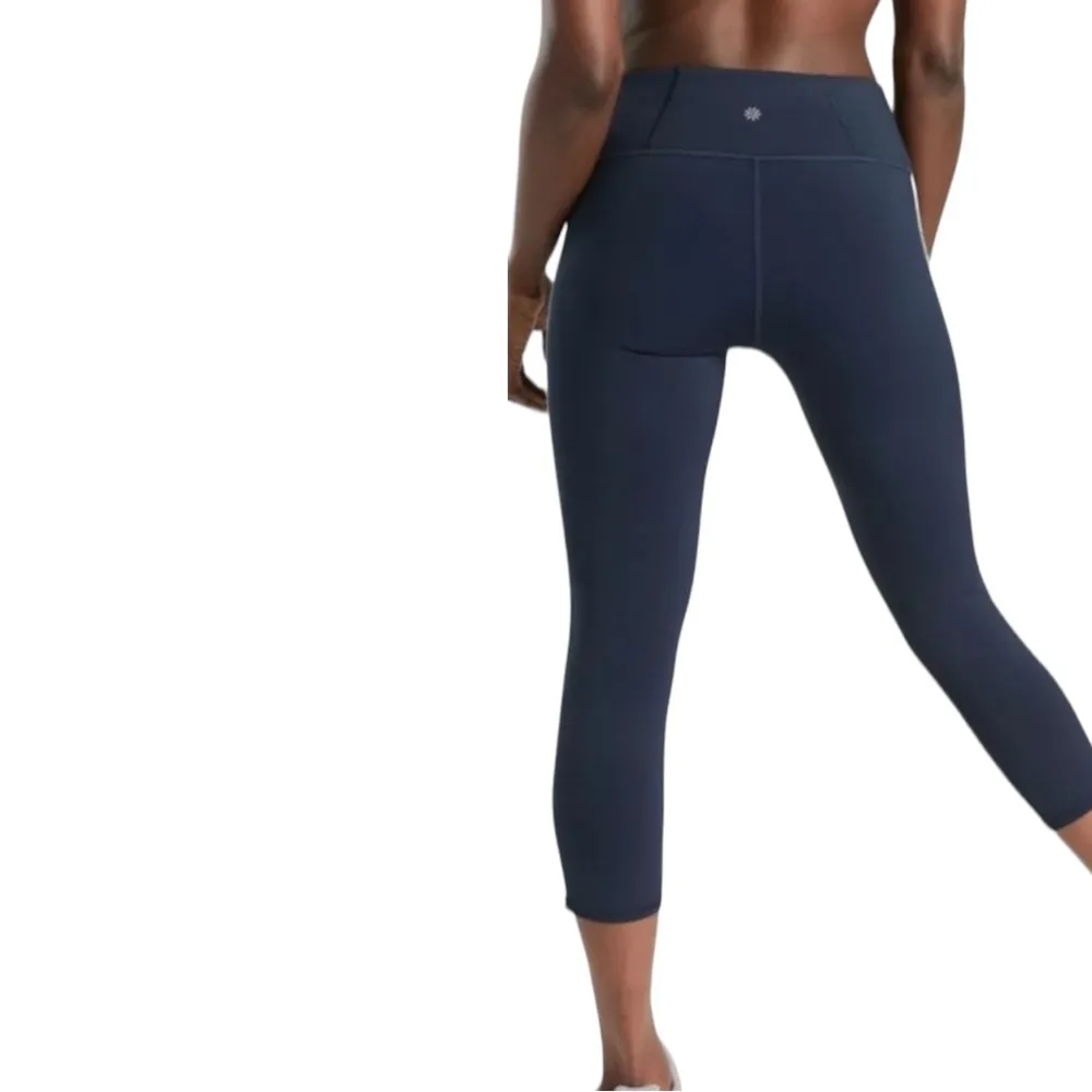 Athleta Navy Blue Contender Side Stripe Capri Tights Leggings - Image 2