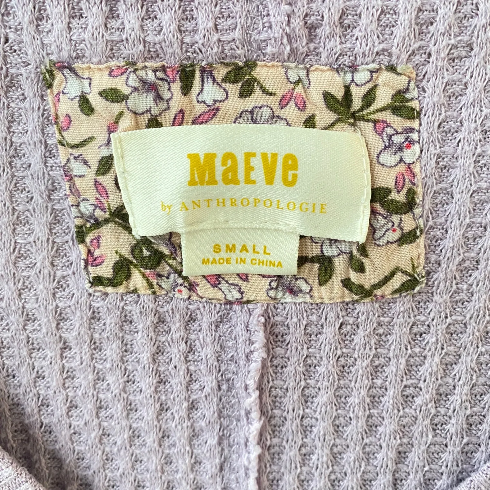 Maeve Anthropologie Lavender Thermal Waffle Knit Top Small Cozy Classic Comfort Purple - Image 4