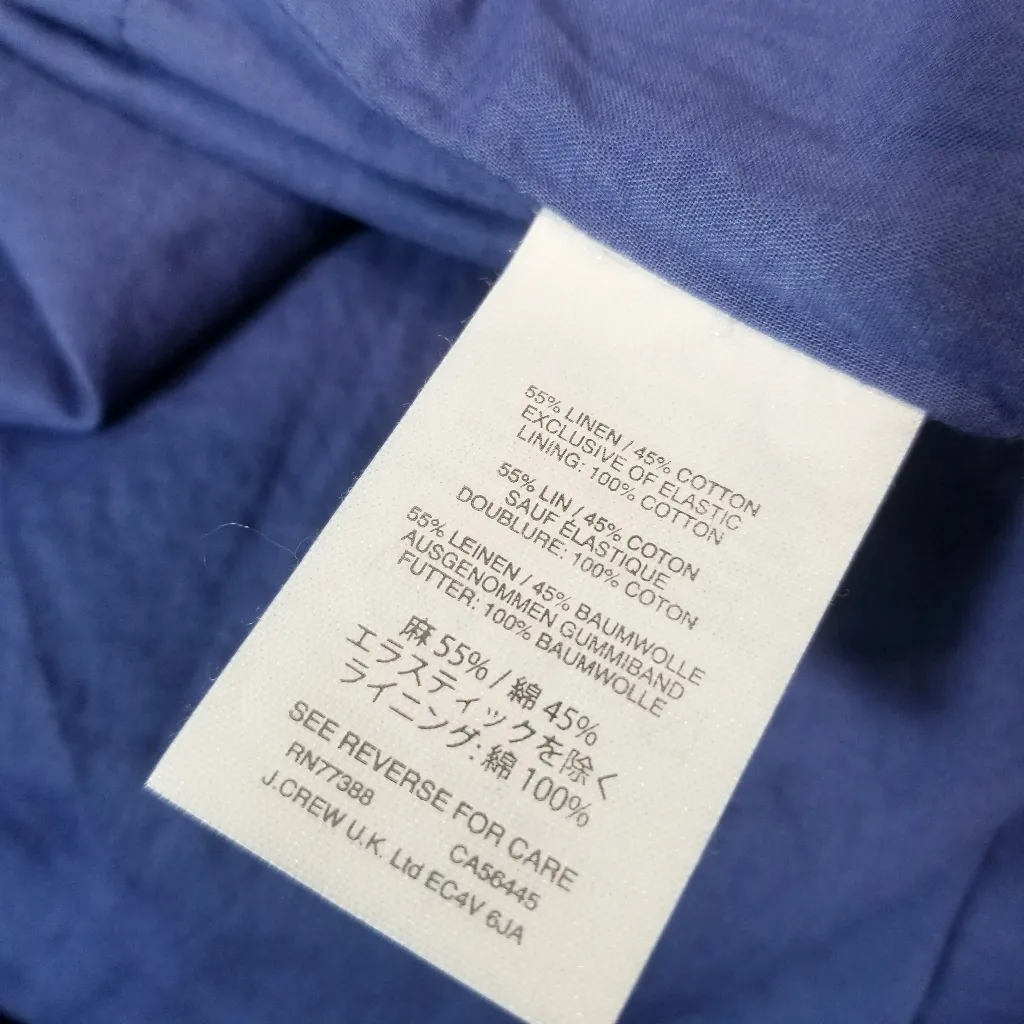 J. Crew Blue Chambray Smocked Dress Cotton Linen - Image 9