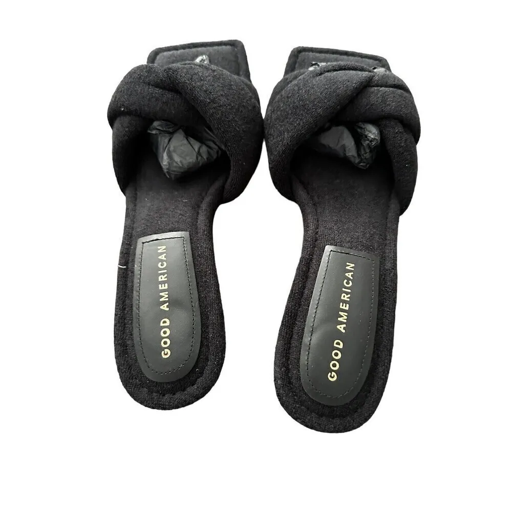 Good American Women's Black Terry Kickstand Low Heel Slide Sandals NWOB size 7.5 - Image 3