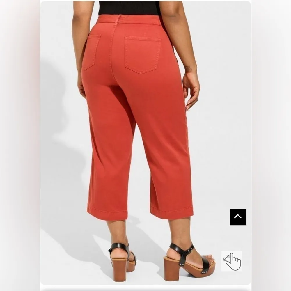 Crop Wide Leg Stretch Twill High Rise Patch Pocket Pant size 12 - Image 3