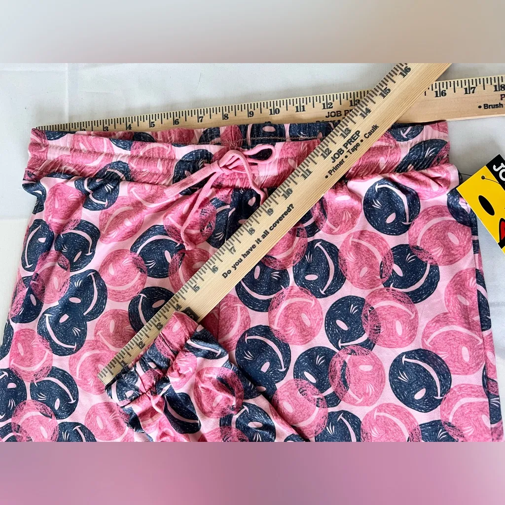 Joe Boxer Lounge Pants Women’s Sz Large Pink Gray Smiley Drawstring NWT Comfy - Image 5