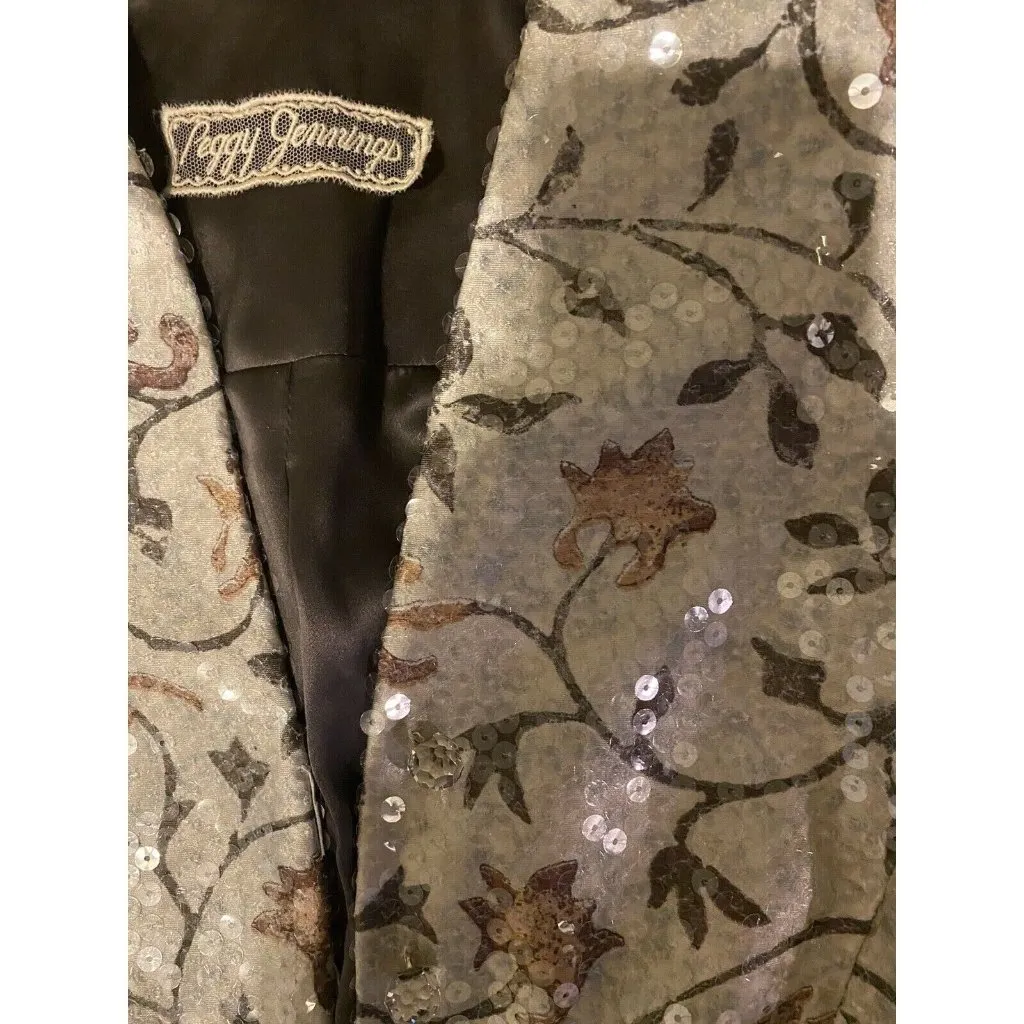 $5000 New Peggy Jennings 10 12 Bespoke Skirt Suit Silk Formal Custom Couture VTG Tan - Image 5