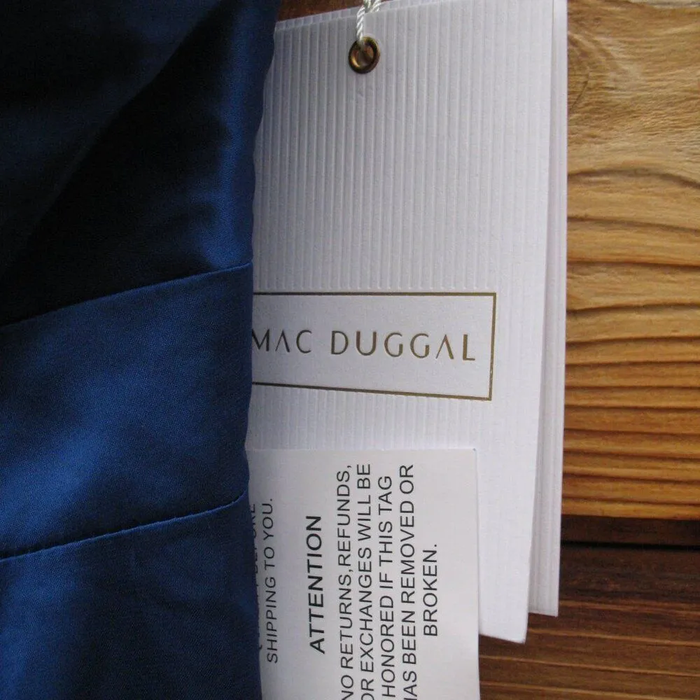 NWT Mac Duggal HIGH LOW ONE SHOULDER FLOWY GOWN Blue Size 6 49141 - Image 13