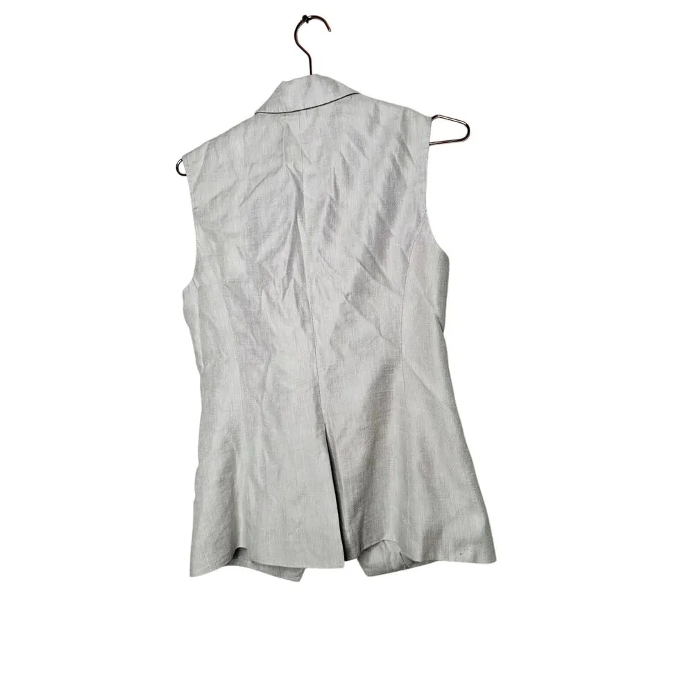 DEREK LAM 10 CROSBY Gray Linen Blend Sleeveless Taylor Vest Size 2 - Image 5