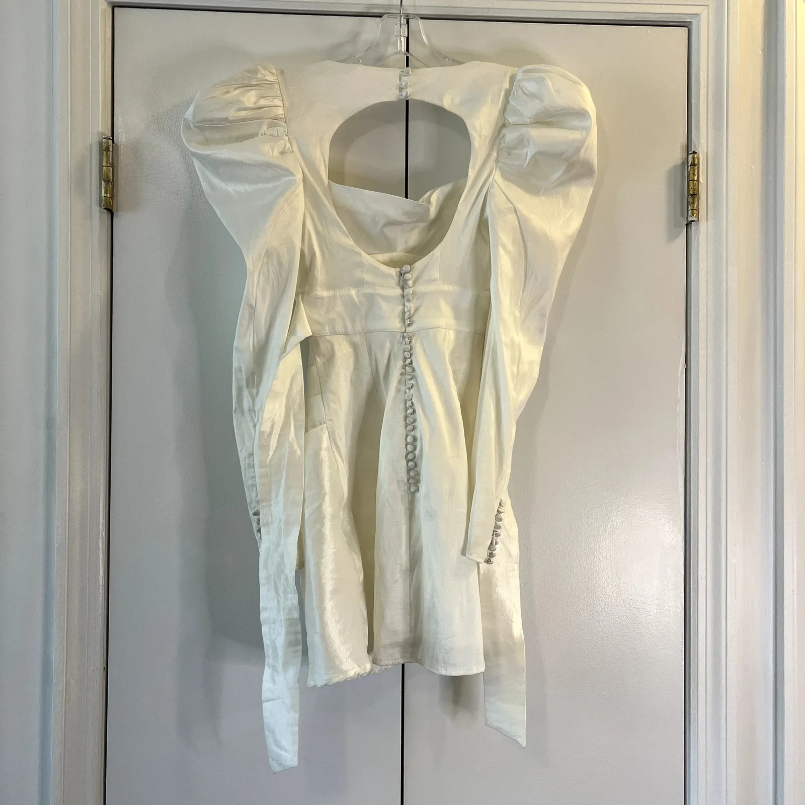 For Love & Lemons Etta Mini Dress White Long Sleeve NWT Size XXS - Image 4