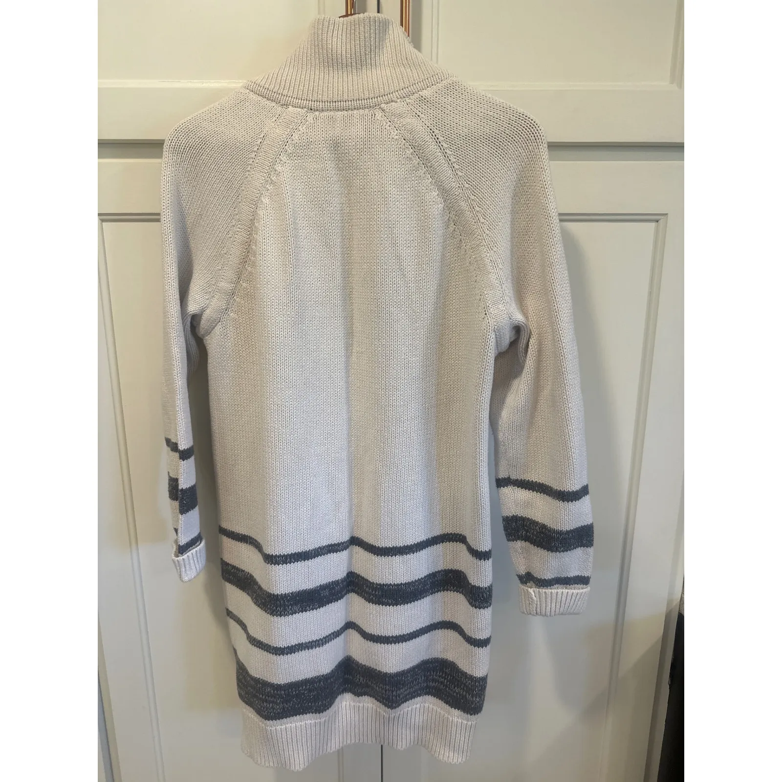 GAP Women's Striped Toggle Cardigan Sweater Long Sleeve Cotton coastal Size L - Image 6