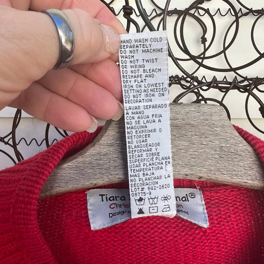 VTG Tiara Christmas Cardigan Snowman Tree Reindeer Presents Sampler Sweater XL - Image 8