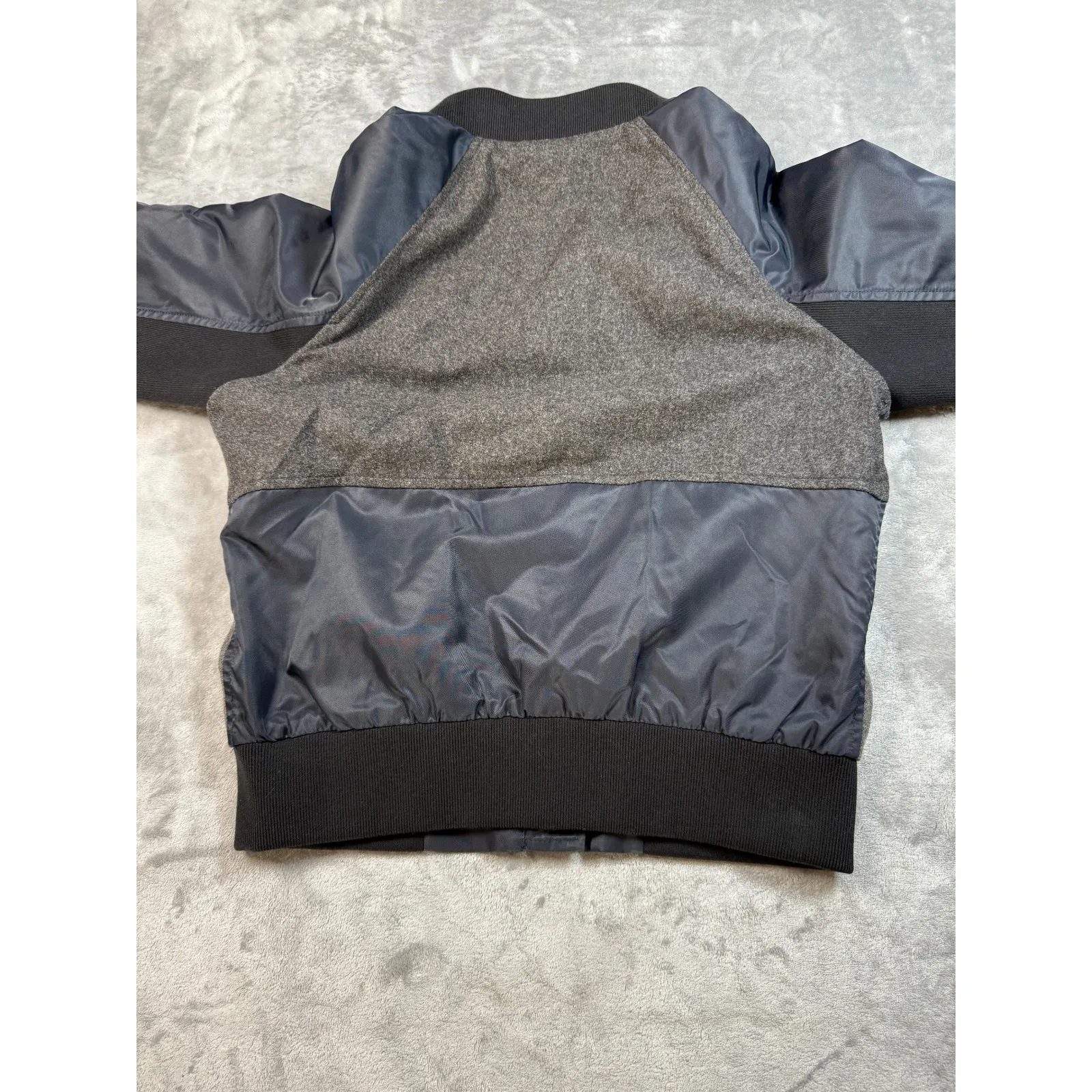 J. Crew Womens Bomber Jacket Small‎ Gray Pinstripe Wool Blend Full Zip - Image 10