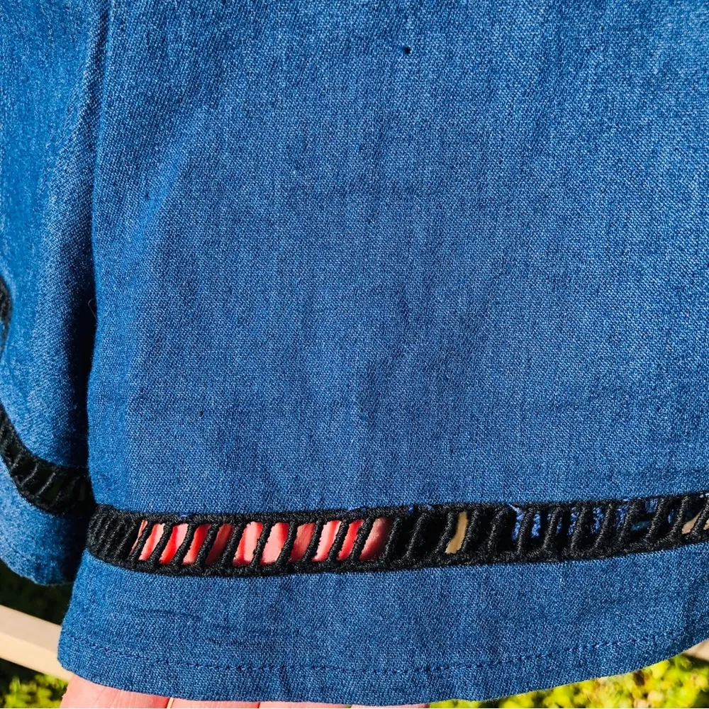 English Laundry jean ruffle romper Large Blue - Image 4