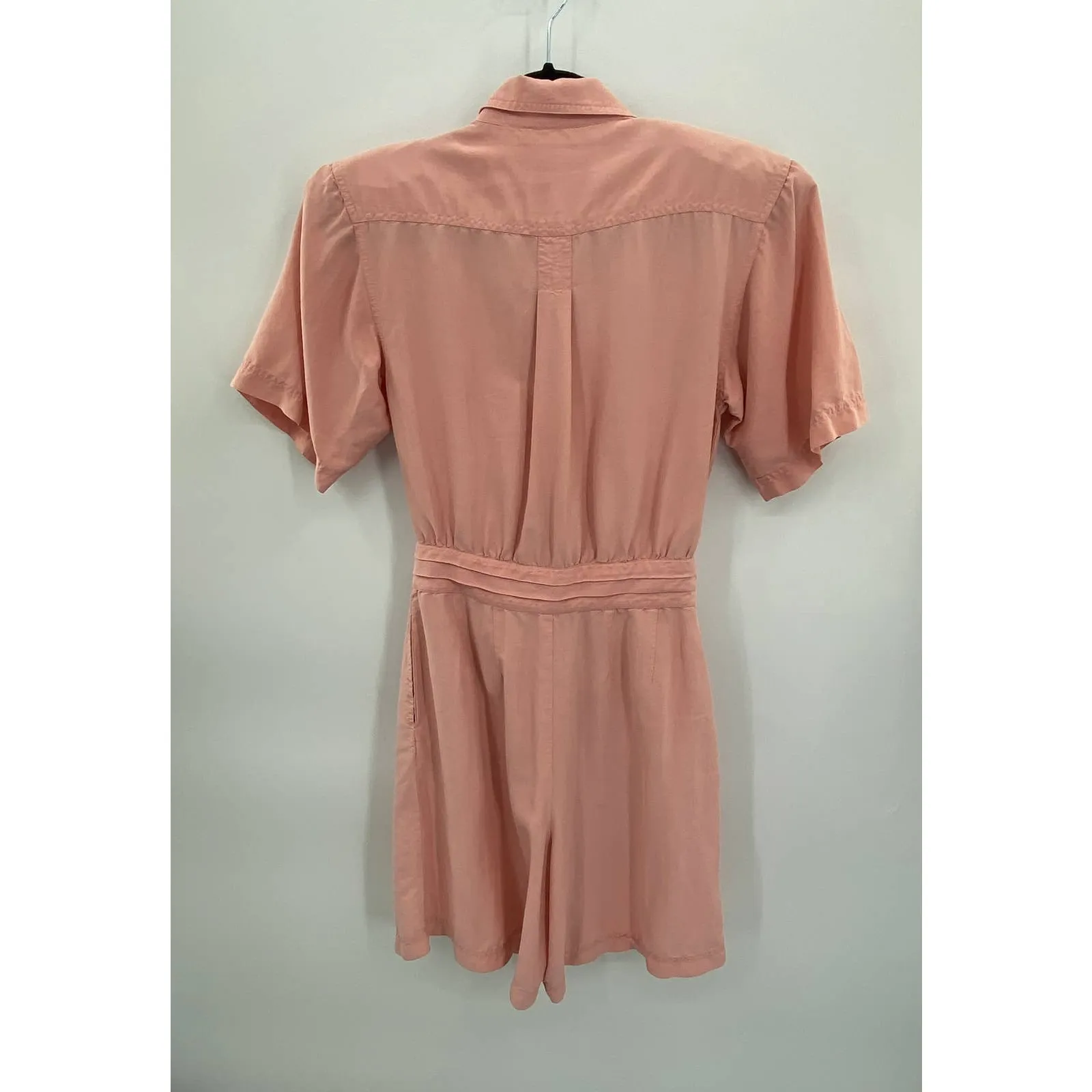 Vintage Albert Hei Coquette Romper Womens 8 Pink 100% Washable Silk Belt Pockets - Image 8