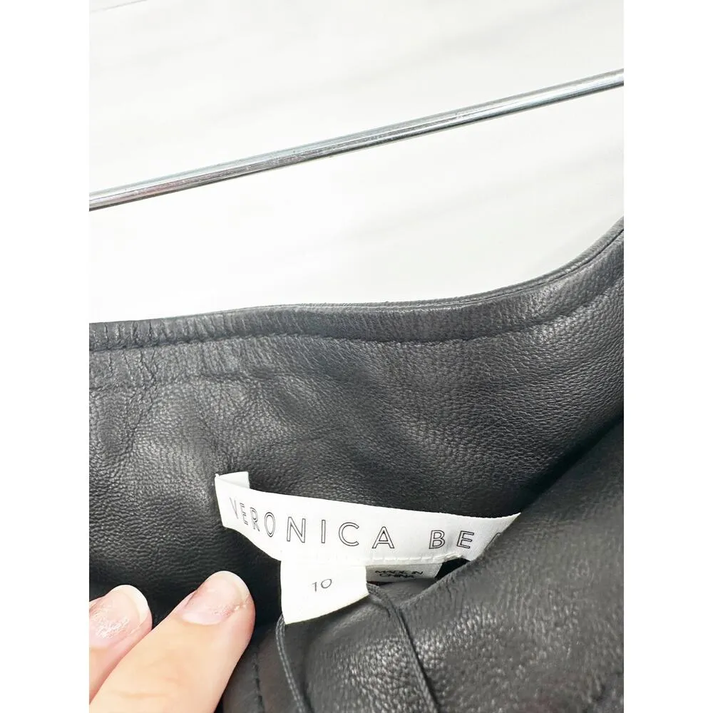Veronica Beard Izera Pants Black 100% Leather Paperbag NEW Size 10 - Image 5