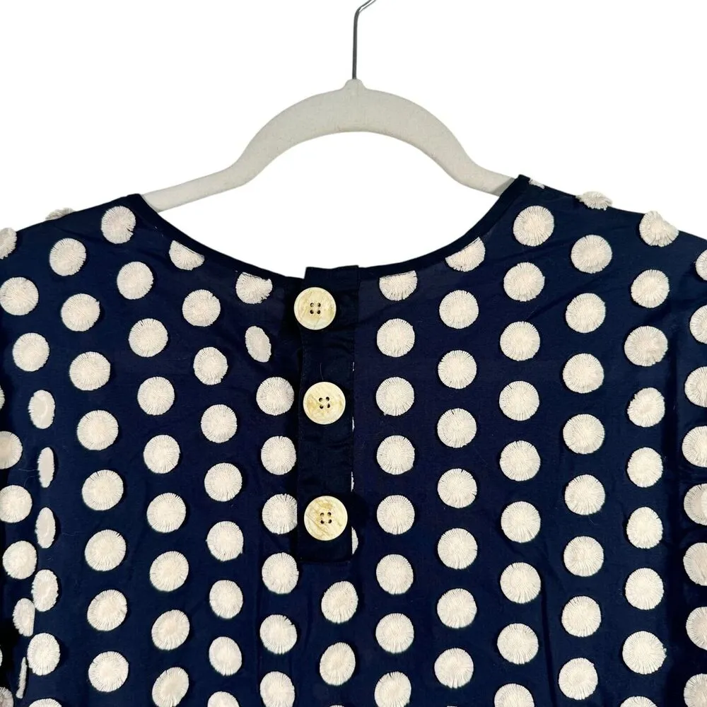 Madewell Textured Dot Top Navy Blue Preppy Office Work Womens Size Medium - Image 9