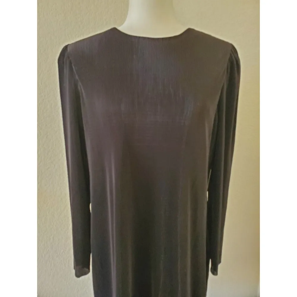 Express Womens Black Pleated Puff Shoulder Long Sleeve Shift Dress Large NWT - Image 5