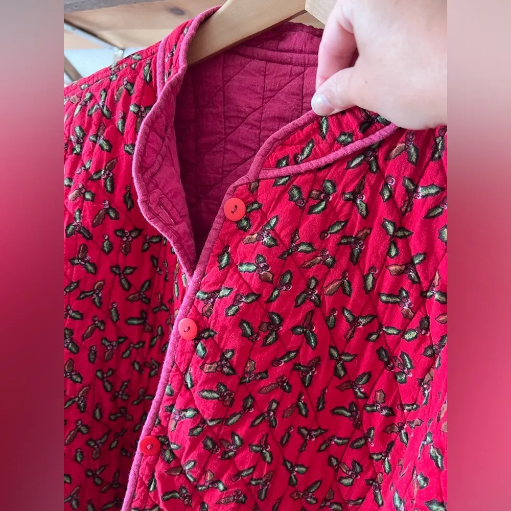 la cera quilted christmas holiday holly jacket reversible xl Red - Image 5