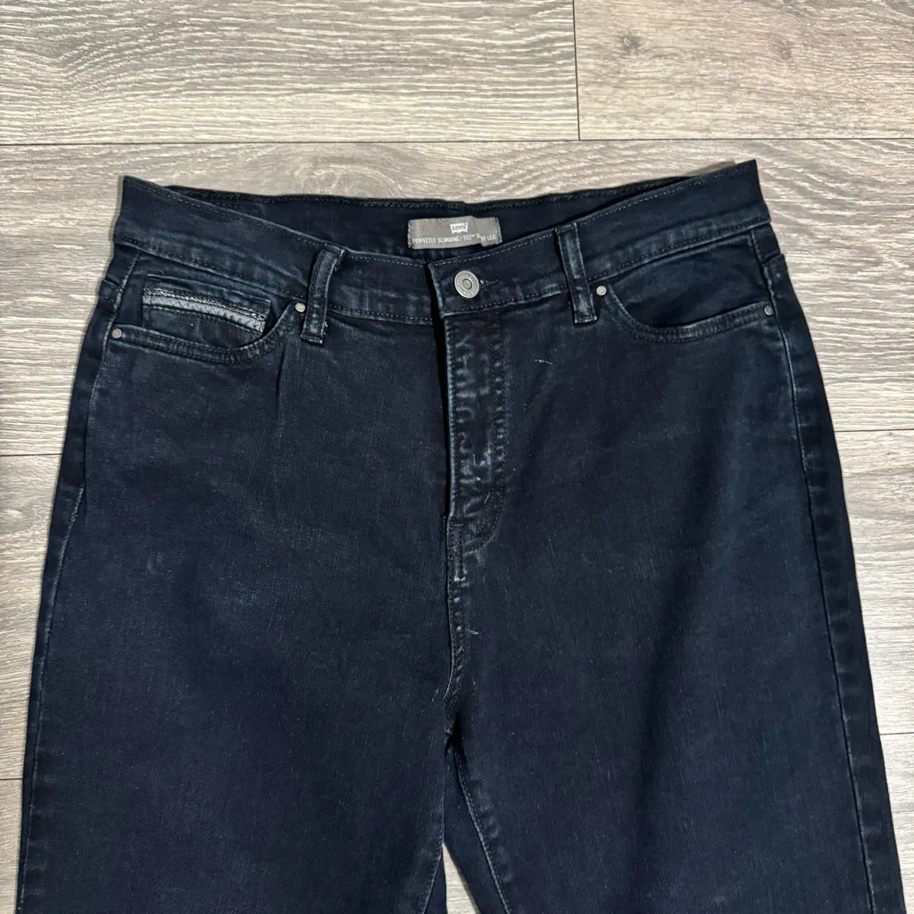 Levi's Women Black Perfectly Slimming 512 Straight Leg High Rise Jeans W32 L32 - Image 2