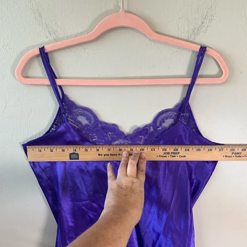 Vintage 90s Victoria's Secret Gold Label Satin Royal Purple Lingerie Slip Size S - Image 6