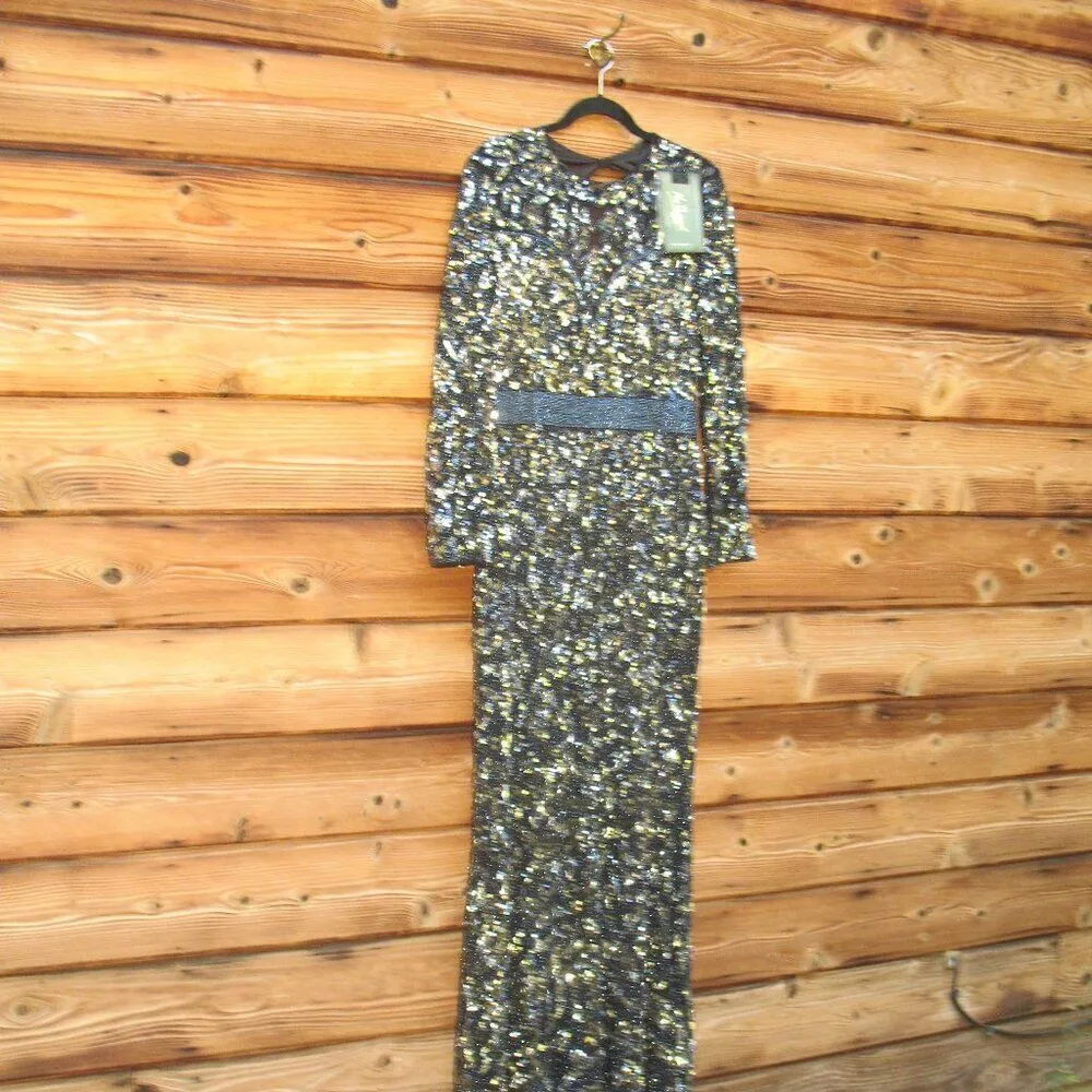 Mac Duggal Womens Black Long Sleeve Embellished Gown 4316 12 - Image 7