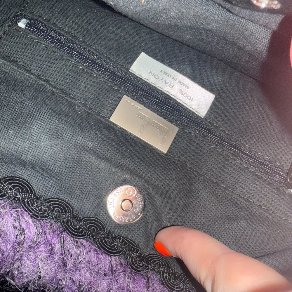 Adriana Caras Purple Tote with Plush Knit Texture 100% Rayon - Image 9