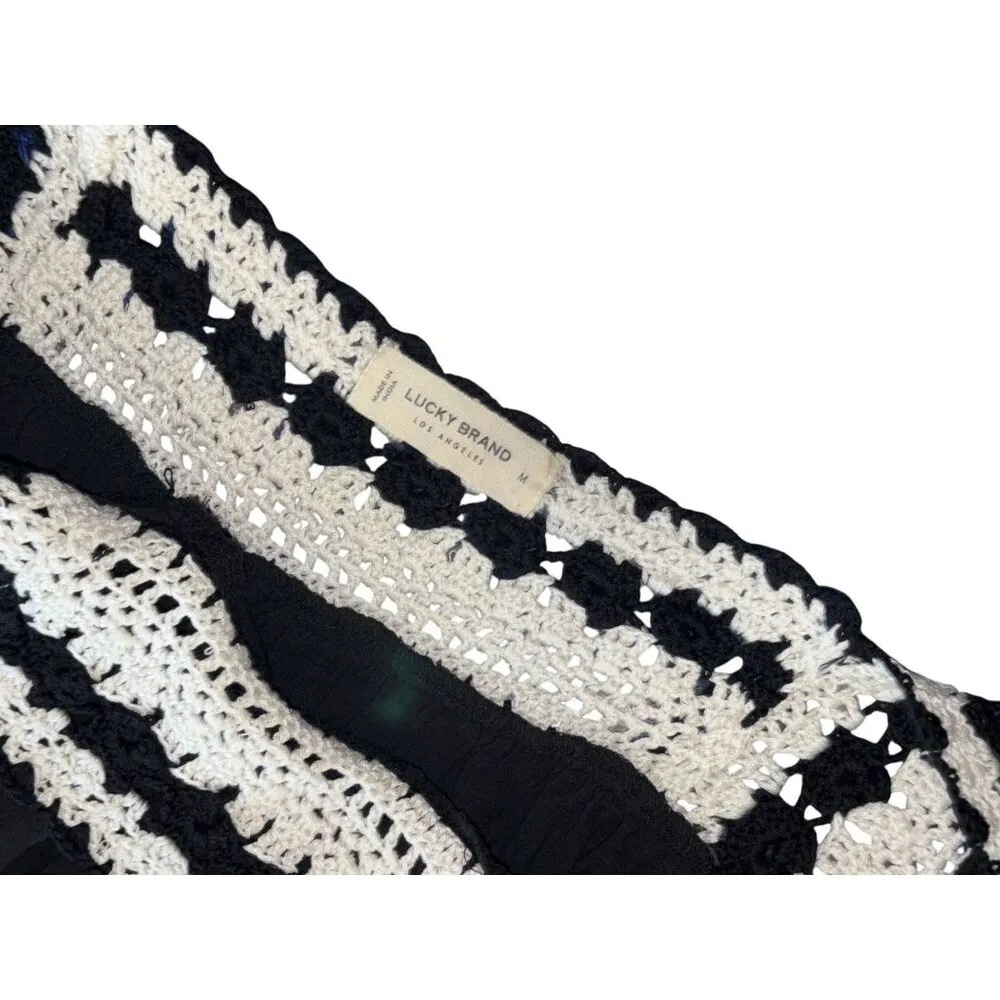 NWT Lucky Brand 100% Cotton Boho Crochet Short Sleeve Shirt Top Peasant Size M - Image 7